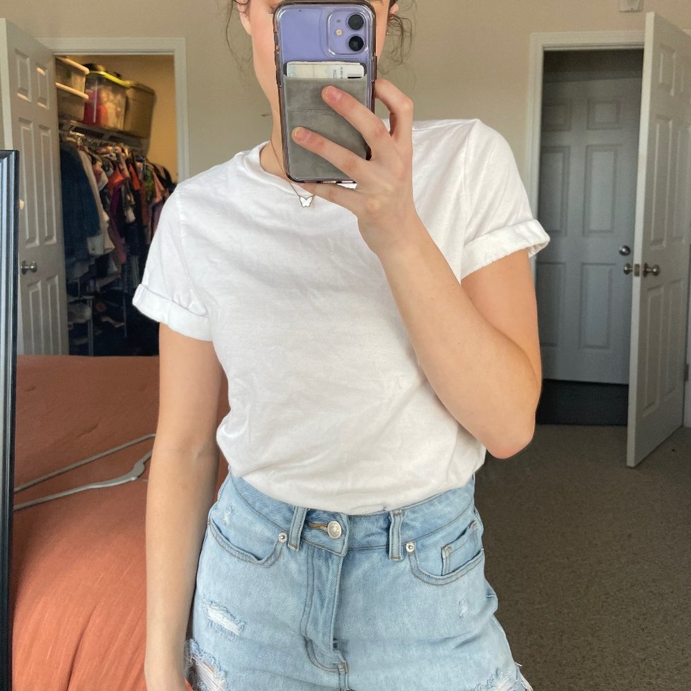 Cuffed white shirt